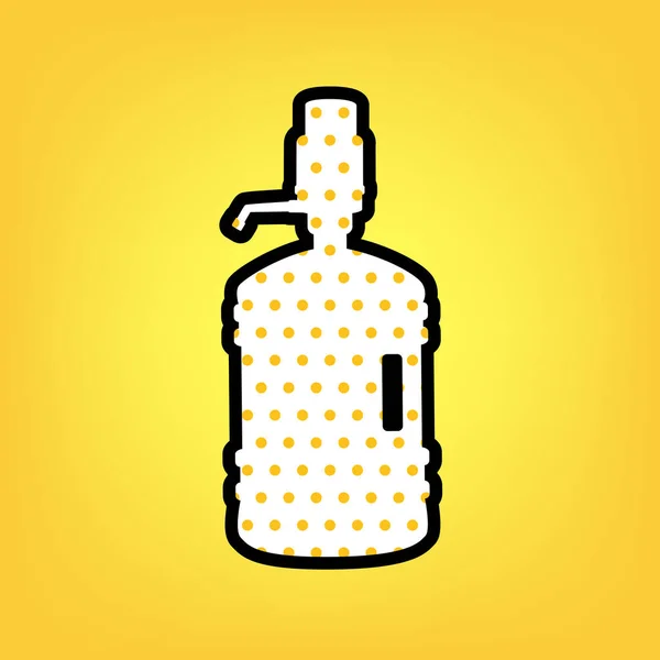 Plastic bottle silhouette with water and siphon. Vector. Yellow — Stock Vector