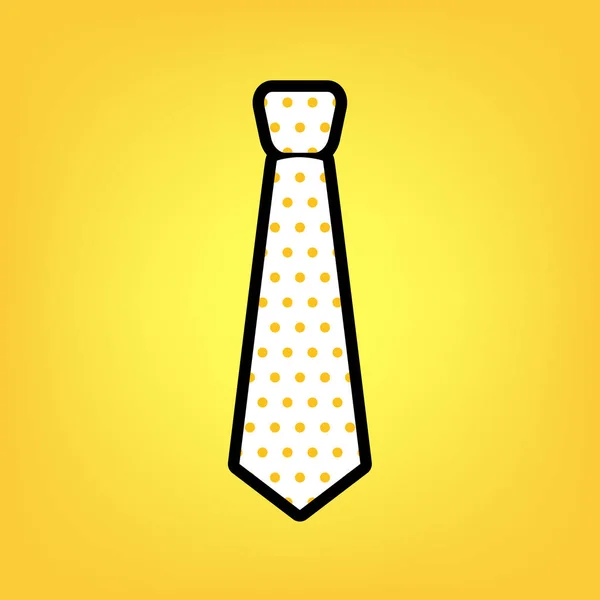 Krawattenzeichen-Illustration. Vektor. gelb gepunktetes weißes Symbol mit — Stockvektor