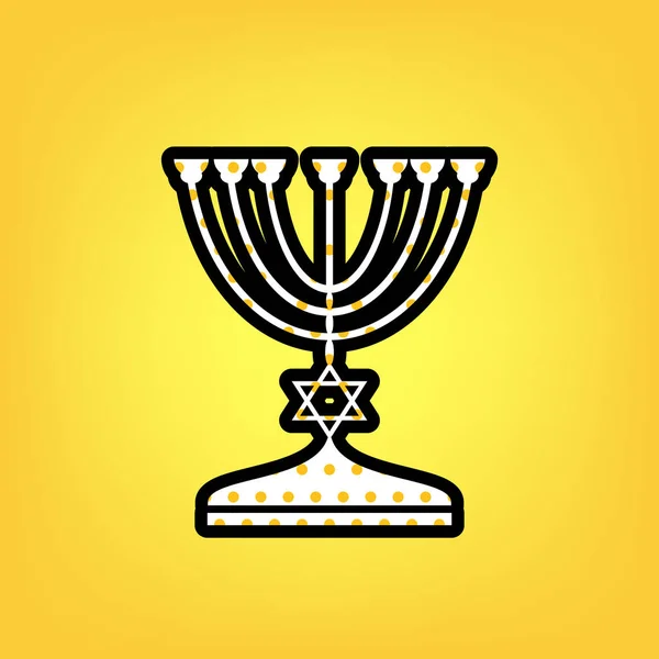 Еврейская Менора подсвечник в черном силуэте. Вектор. Желтый p — стоковый вектор