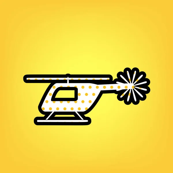 Helikopter tecken illustration. Vektor. Yellow polka dot vit ico — Stock vektor