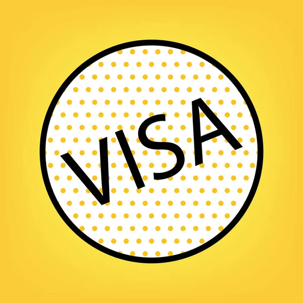 Иллюстрация знака Visa. Вектор. Желтая полька или белая икона — стоковый вектор