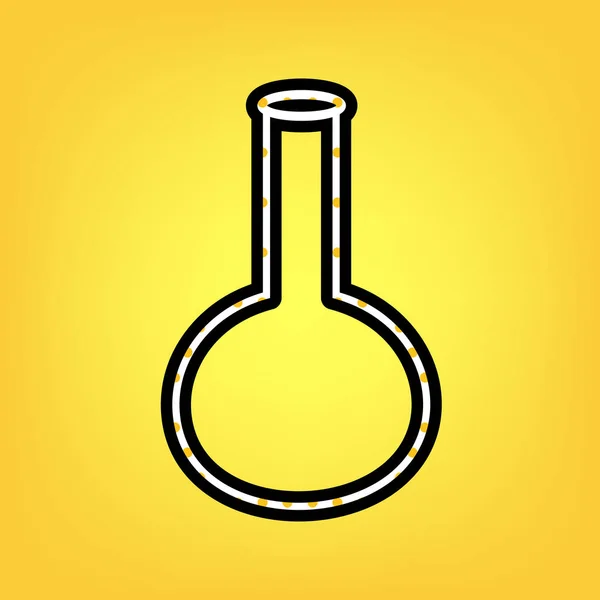 管。实验室玻璃标志。向量。黄色波尔卡点白色图标 — 图库矢量图片