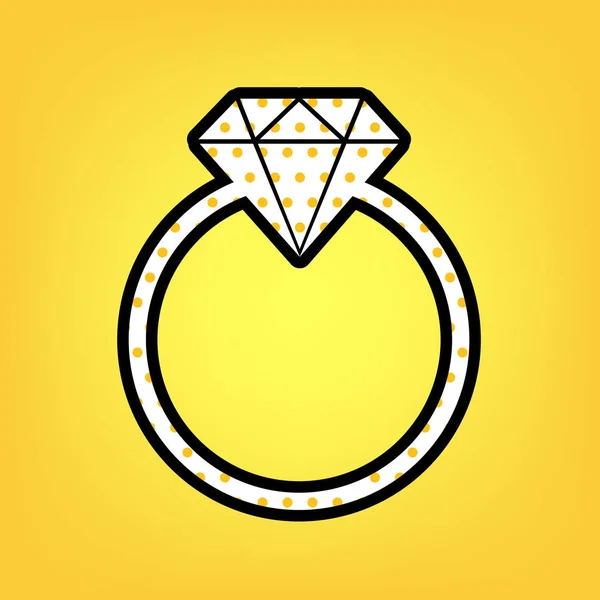 Diamond sign illustration. Vector. Yellow polka dot white icon w — Stock Vector