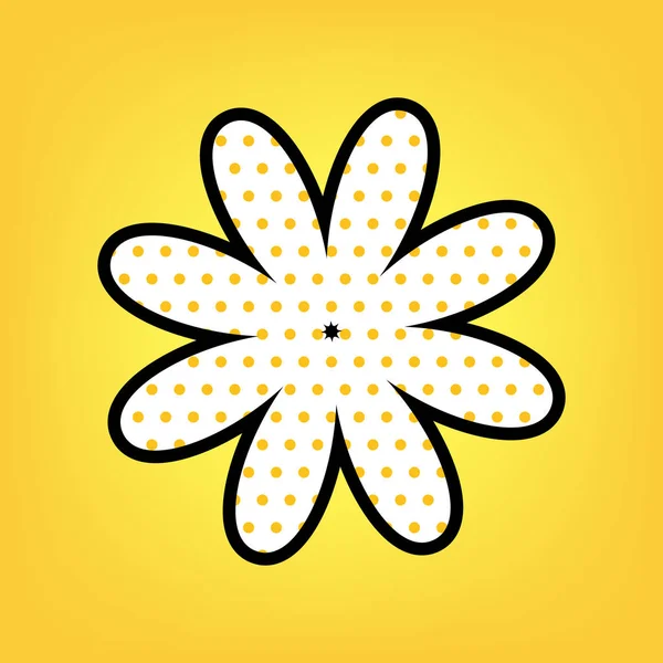 Flor ilustração signo. Vector. Amarelo polka dot ícone branco wi — Vetor de Stock