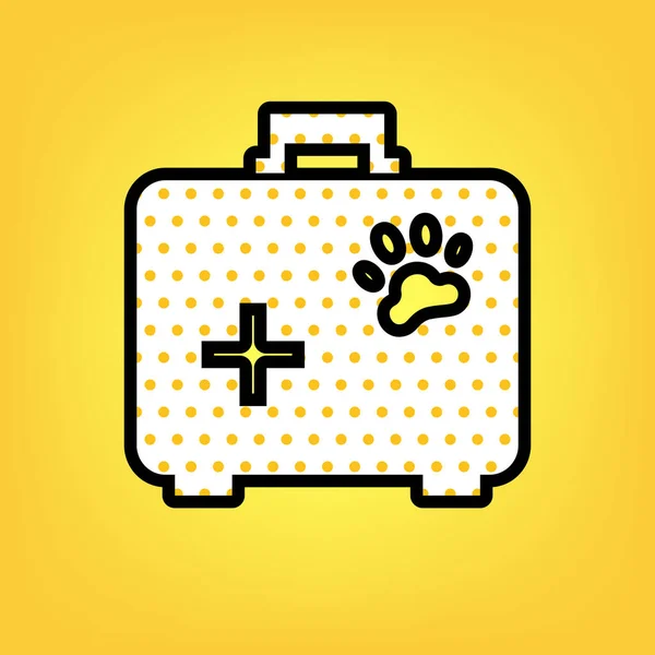 Ilustración de letreros para mascotas. Vector. Lunares amarillos icono blanco — Vector de stock