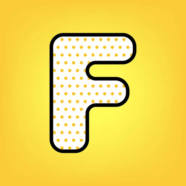 文字 F サインはデザイン テンプレートの要素です。ベクトル。黄色の水玉 — ストックベクタ