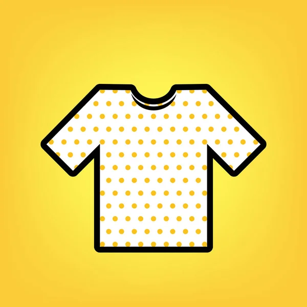 Ilustración del signo de camiseta. Vector. Lunares amarillos icono blanco w — Vector de stock