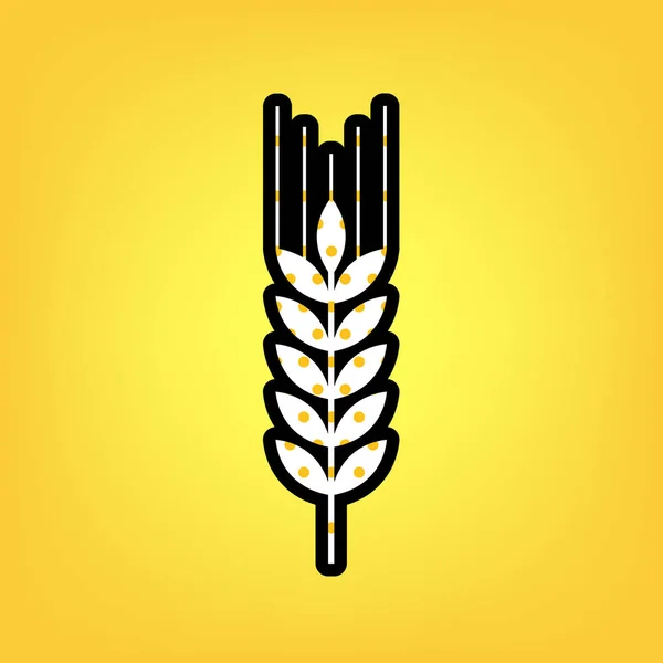 Wheat sign illustration. Spike. Spica. Vector. Yellow polka dot — Stock Vector