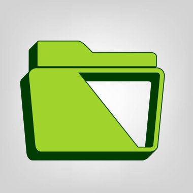 Klasör işareti illüstrasyon. Vektör. Açık renkli renkli, koyu yeşil dış gövde ile sarı yeşil katı simgesi.