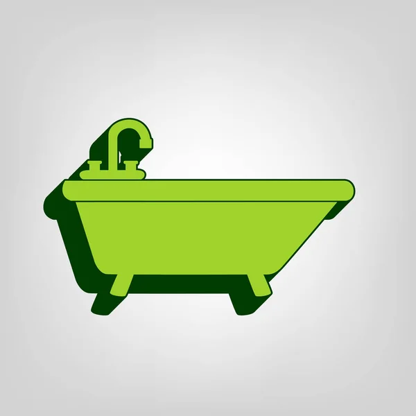 Bathtub sign illustration. Vector. Yellow green solid icon with — Stock Vector