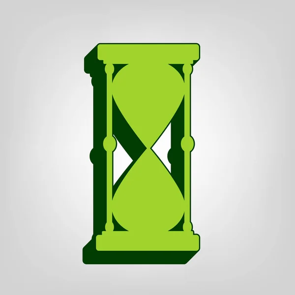 Signo de reloj de arena ilustración. Vector. Amarillo verde sólido icono ingenio — Archivo Imágenes Vectoriales