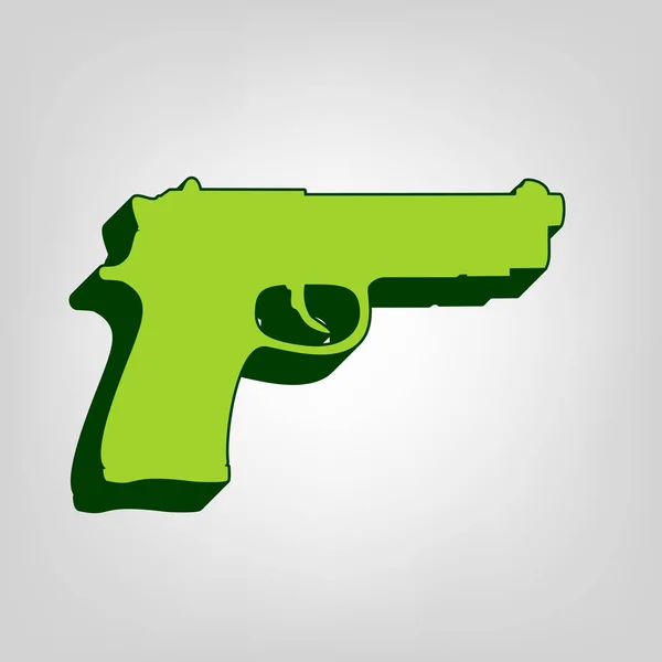 Gun Jel Illusztráció Vektor Sárga Zöld Szilárd Ikon Sötét Zöld — Stock Vector