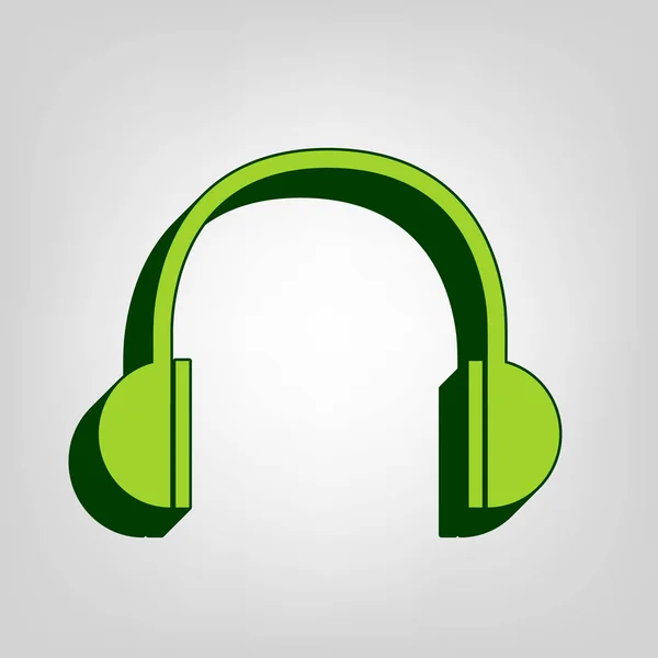 Ακουστικά Υπογράφουν Εικονογράφηση Διάνυσμα Κίτρινο Πράσινο Εικονίδιο Ανάβει Σταθερά Σκούρο — Διανυσματικό Αρχείο