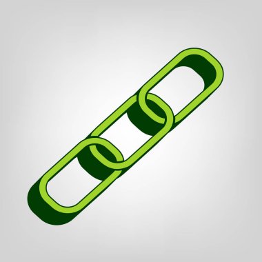 Bağlantı işaret illüstrasyon. Vektör. Açık renkli renkli, koyu yeşil dış gövde ile sarı yeşil katı simgesi.