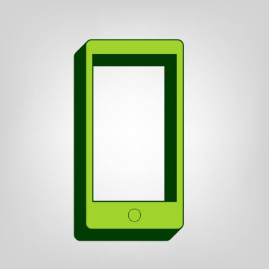 Soyut tarzı modern bir gadget'ı boş ekran ile. Herhangi bir içerik için şablon. Vektör. Açık renkli renkli, koyu yeşil dış gövde ile sarı yeşil katı simgesi.