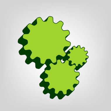 Ayarları illüstrasyon işareti. Vektör. Açık renkli renkli, koyu yeşil dış gövde ile sarı yeşil katı simgesi.