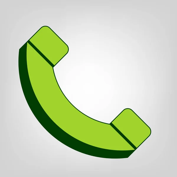 Phone Sign Illustration Vector Yellow Green Solid Icon Dark Green — Stock Vector