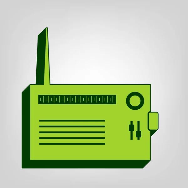 ラジオ記号図 ベクトル 光色を背景に暗い緑の外部ボディ黄色緑色固体のアイコン — ストックベクタ