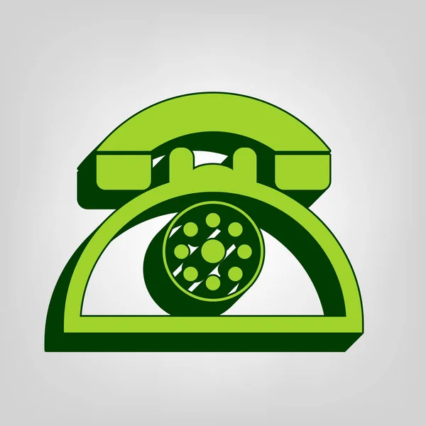 Señal Teléfono Retro Vector Icono Sólido Verde Amarillo Con Cuerpo — Vector de stock