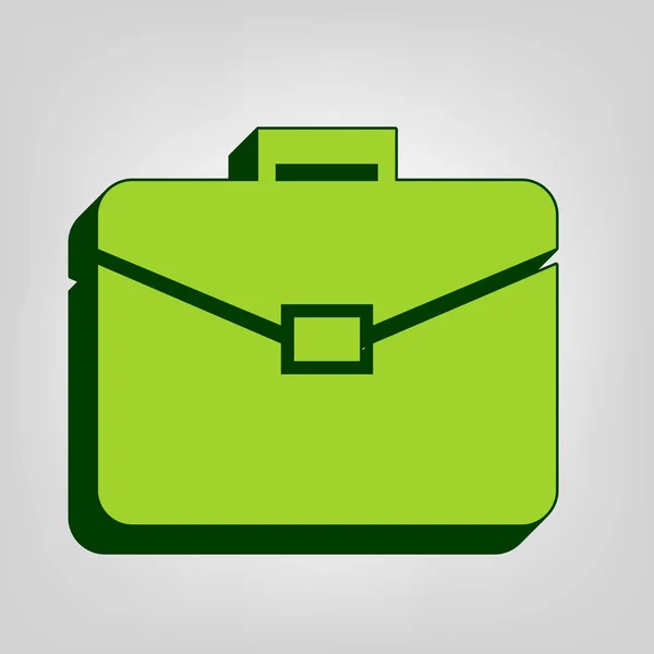 Briefcase Sign Illustration Vector Yellow Green Solid Icon Dark Green — Stock Vector