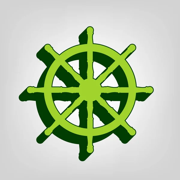Корабельный Знак Вектор Желто Зеленая Твердая Икона Темно Зеленым Внешним — стоковый вектор