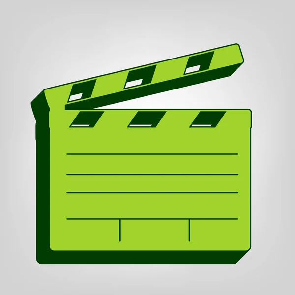 Signo Cine Tablero Aplausos Vector Icono Sólido Verde Amarillo Con — Archivo Imágenes Vectoriales