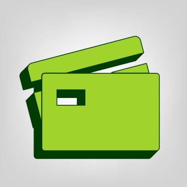 Kredi kartı işareti. Vektör. Açık renkli renkli, koyu yeşil dış gövde ile sarı yeşil katı simgesi.