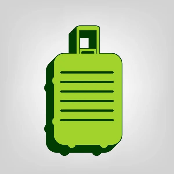 手荷物の記号図 ベクトル 光色を背景に暗い緑の外部ボディ黄色緑色固体のアイコン — ストックベクタ