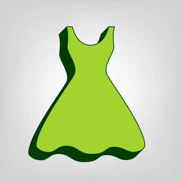 Знак Женского Платья Вектор Желто Зеленая Твердая Икона Темно Зеленым — стоковый вектор