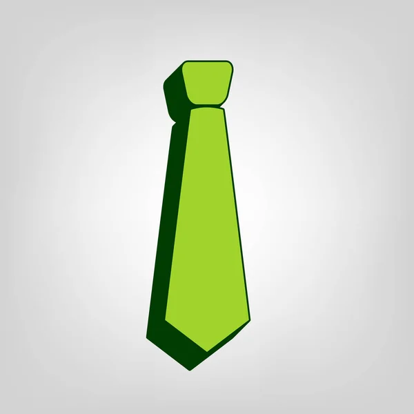 Krawattenzeichen Illustration Vektor Gelb Grünes Einheitliches Symbol Mit Dunkelgrünem Externen — Stockvektor