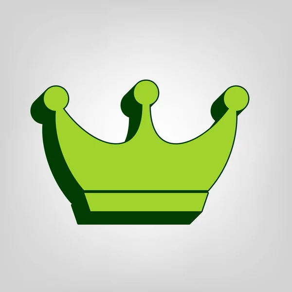 King Crown Sign Vector Yellow Green Solid Icon Dark Green — Stock Vector