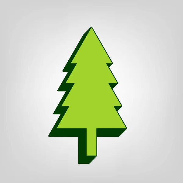 Segno Dell Albero Capodanno Vettore Giallo Icona Solida Verde Con — Vettoriale Stock