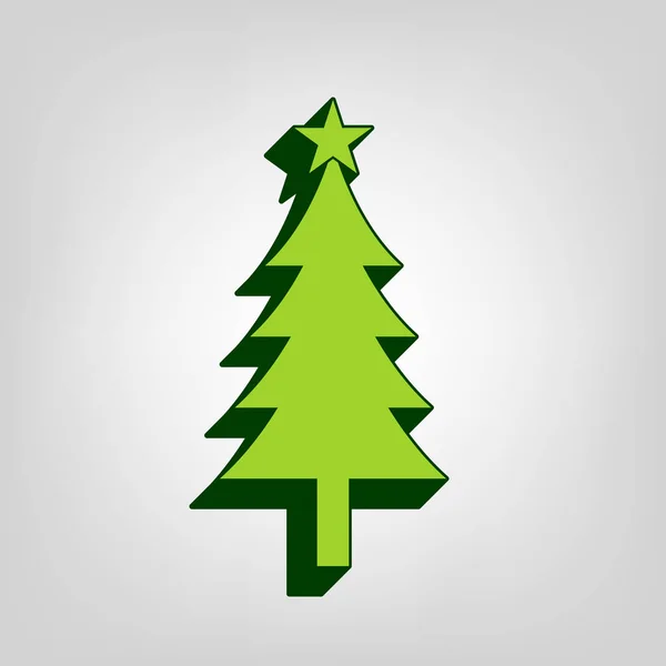 Segno Dell Albero Capodanno Vettore Giallo Icona Solida Verde Con — Vettoriale Stock