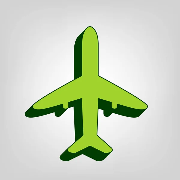 Airplane Sign Illustration Vector Yellow Green Solid Icon Dark Green — Stock Vector