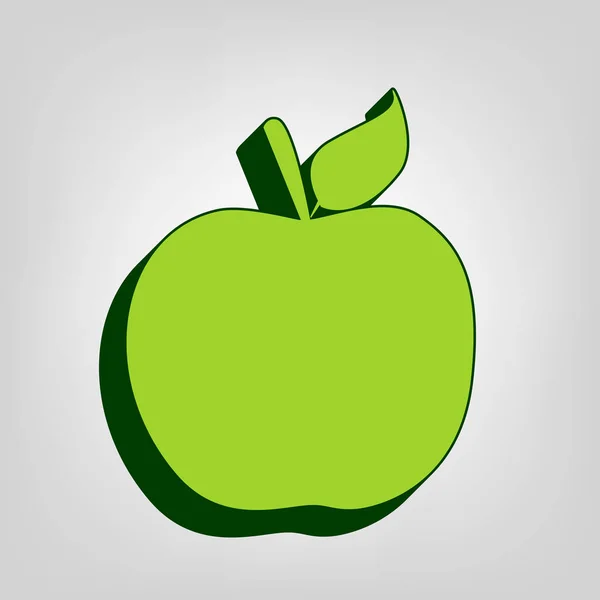 Apple Teken Illustratie Vector Geel Groen Solide Pictogram Met Donker — Stockvector