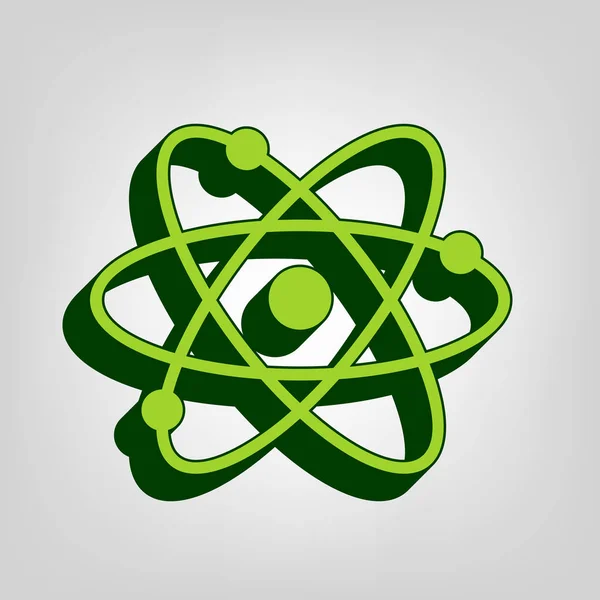 Ілюстрація Знаку Атома Вектор Жовта Зелена Суцільна Ікона Темно Зеленим — стоковий вектор