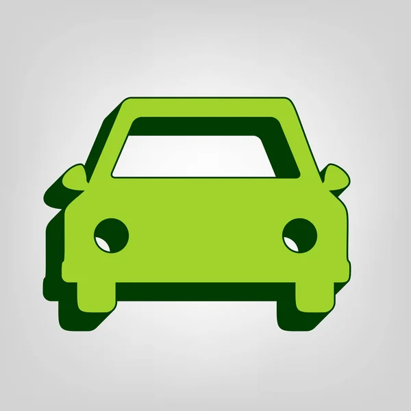 Car Sign Illustration Vector Yellow Green Solid Icon Dark Green — Stock Vector