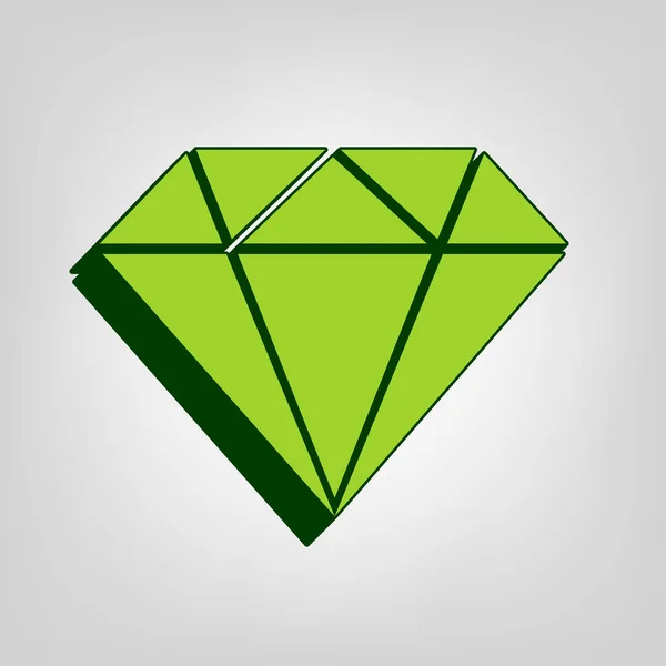 Διαμάντι Εικόνα Σημάδι Διάνυσμα Κίτρινο Πράσινο Εικονίδιο Ανάβει Σταθερά Σκούρο — Διανυσματικό Αρχείο