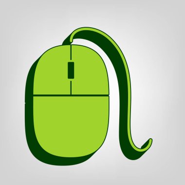 Fare işareti illüstrasyon. Vektör. Açık renkli renkli, koyu yeşil dış gövde ile sarı yeşil katı simgesi.