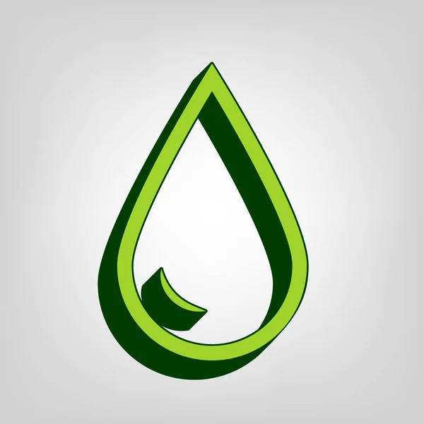 Kropla Wody Znak Wektor Żółty Zielony Stałe Ikonę Ciemny Zielony — Wektor stockowy