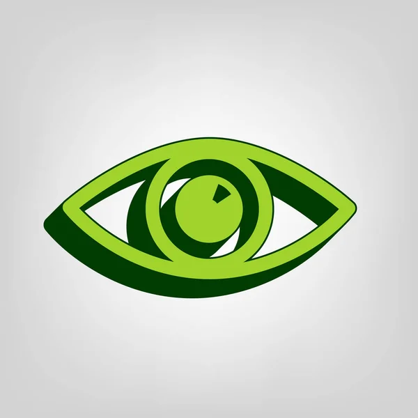 眼睛标志例证 黄色绿色实体图标与深绿色的外部身体在浅色背景 — 图库矢量图片