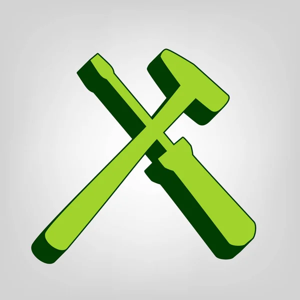 Werkzeuge Unterzeichnen Illustration Vektor Gelb Grünes Einheitliches Symbol Mit Dunkelgrünem — Stockvektor