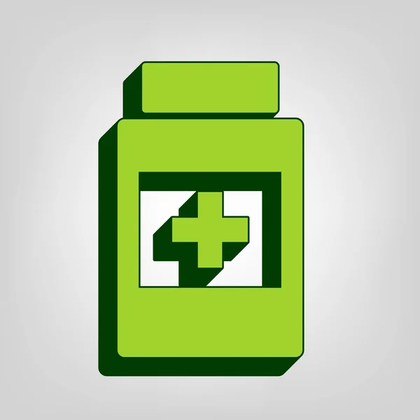 Знак Медицинского Контейнера Вектор Желто Зеленая Твердая Икона Темно Зеленым — стоковый вектор