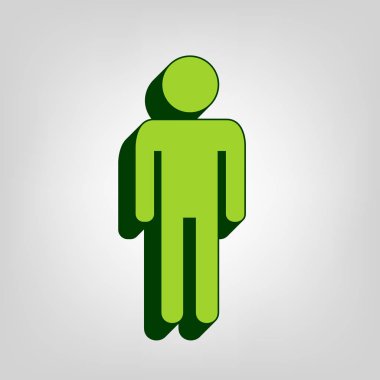 Adam işareti illüstrasyon. Vektör. Açık renkli renkli, koyu yeşil dış gövde ile sarı yeşil katı simgesi.