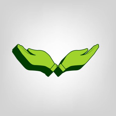 El işareti illüstrasyon. Vektör. Açık renkli renkli, koyu yeşil dış gövde ile sarı yeşil katı simgesi.