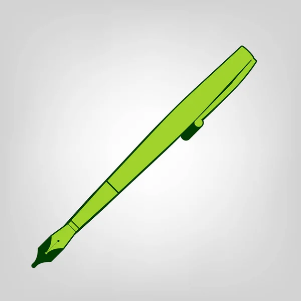 Długopis Ilustracja Znak Wektor Żółty Zielony Stałe Ikonę Ciemny Zielony — Wektor stockowy