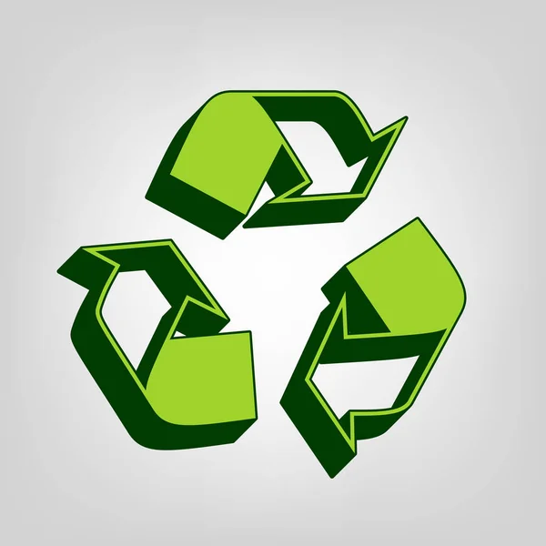 Recycle Logotyp Koncept Vektor Gul Grön Solid Ikon Med Mörk — Stock vektor