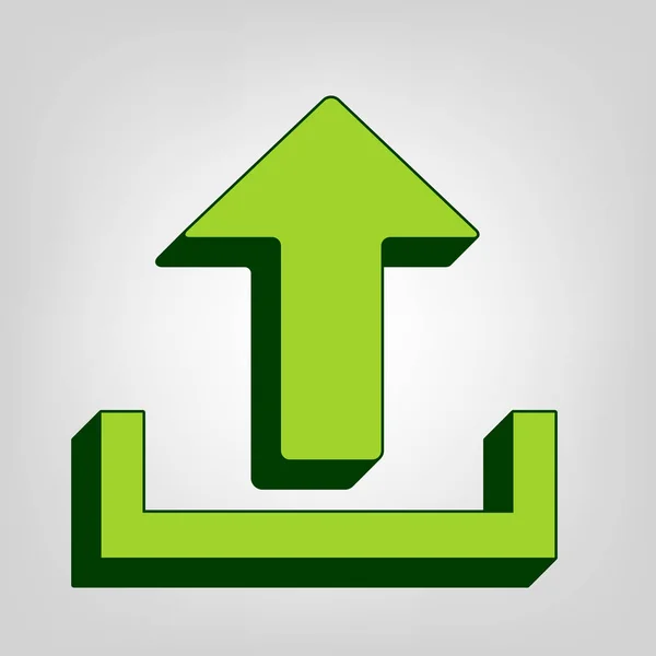 Wgraj Znak Ilustracja Wektor Żółty Zielony Stałe Ikonę Ciemny Zielony — Wektor stockowy