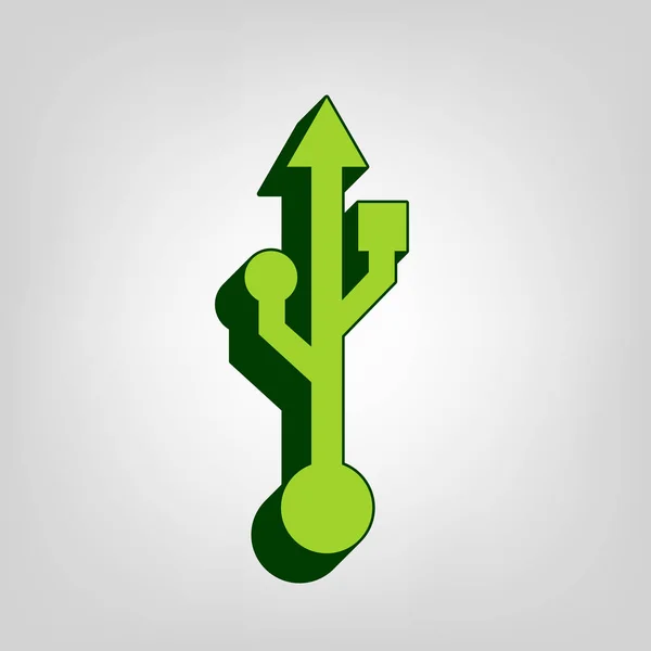 Ілюстрація Знаку Usb Вектор Жовта Зелена Суцільна Ікона Темно Зеленим — стоковий вектор