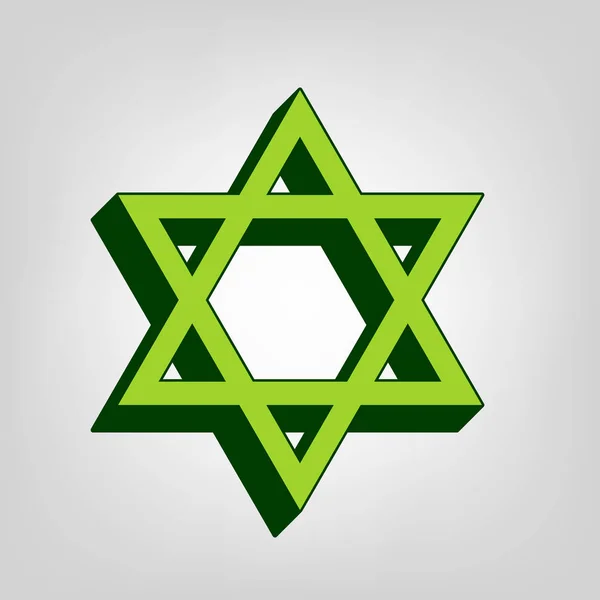 Escudo Magen David Star Símbolo Israel Vector Ícone Sólido Verde —  Vetores de Stock